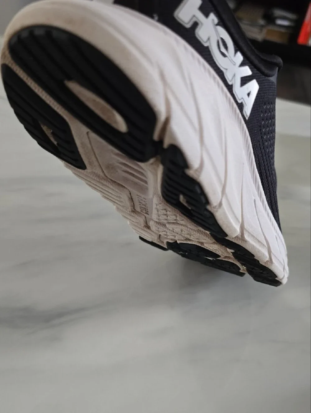 Hoka Black and White Performance Running Shoe